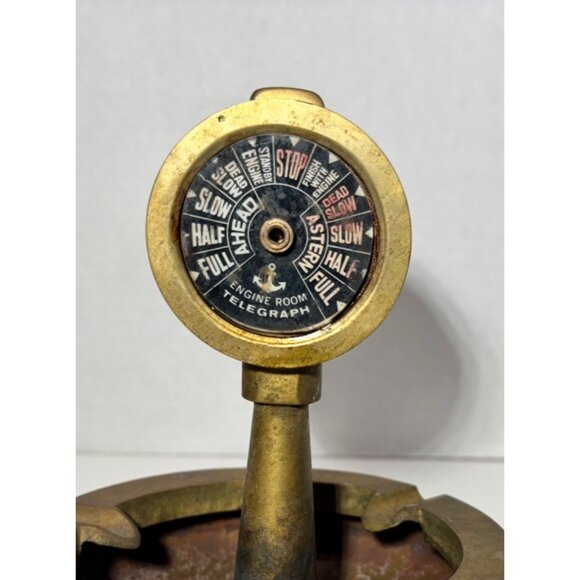3 Vintage Nautical Brass Maritime Desk Office Ashtrays Compass Telegraph AS IS - Picture 6 of 10